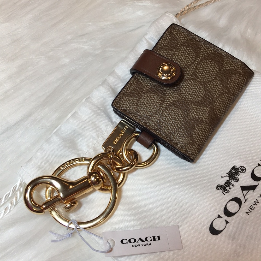 COACH Sign Canvas Picture Frame Bag Charm/Key Ring - Picture 2 of 8
